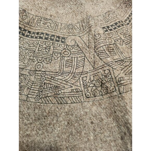 Vintage Wool Cape Western Poncho Fringe Coat One Size Ethnic Aztec Cape Taupe - Picture 4 of 8